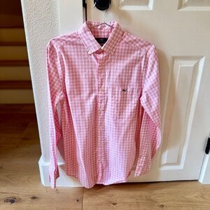 Vineyard Vines Classic Fit Tucker Shirt, Pink & White Gingham Button Down Shirt